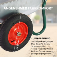 Schubkarre 100 Liter 160 kg verzinkte Stahlwanne Luftrad auf Stahlfelge 2-Rad Schiebkarre