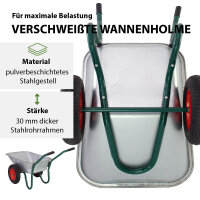 Schubkarre 100 Liter 160 kg verzinkte Stahlwanne Luftrad auf Stahlfelge 2-Rad Schiebkarre