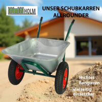 Schubkarre 100 Liter 160 kg verzinkte Stahlwanne Luftrad auf Stahlfelge 2-Rad Schiebkarre