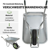Schubkarre 100 Liter verzinkter Stahl 250 kg Tragkraft Luftrad auf Stahlfelge Bauschubkarre