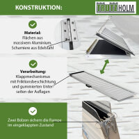 TRUTZHOLM Rollstuhlrampe 152 cm Traglast 272 kg Alu klappbar Antirutsch beschichtet Schwellenrampe