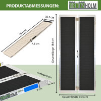 TRUTZHOLM Rollstuhlrampe klappbar 184 cm Traglast 272 kg Alu Antirutsch beschichtet Schwellenrampe