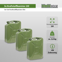 3x Metallkanister Olivgrün 20 Liter Kraftstoffkanister UN-Zulassung Benzin Diesel