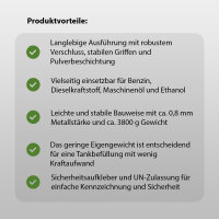 3x Metallkanister Olivgrün 20 Liter Kraftstoffkanister UN-Zulassung Benzin Diesel