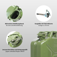 5x Metallkanister 20l Kanister Benzinkanister + 1x Ausgießer