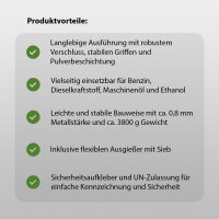 5x Metallkanister 20l Kanister Benzinkanister + 1x Ausgießer