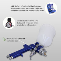 2x HVLP Spraypistole Lackierpistole Set Druckminderer Koffer Spritzpistole