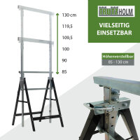 4 x Arbeitsbock 7-fach höhenverstellbar bis 800 kg Stahl lackiert schwarz Klappbock Gerüstbock