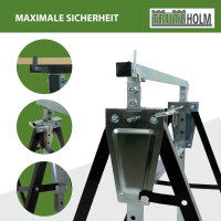 4 x Arbeitsbock 7-fach höhenverstellbar bis 800 kg Stahl lackiert schwarz Klappbock Gerüstbock