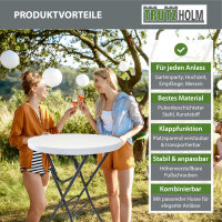 Stehtisch mit Husse Partytisch klappbar Ø 80 cm Höhe 110 cm in Weiß mit Husse in Anthrazit