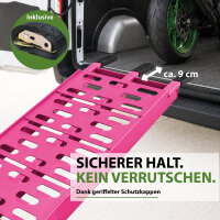 TRUTZHOLM 1x Auffahrrampe klappbar 228 cm Traglast 340 kg Alu gelocht Rampe Motorradrampe pink