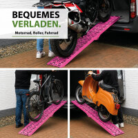 TRUTZHOLM 1x Auffahrrampe klappbar 228 cm Traglast 340 kg Alu gelocht Rampe Motorradrampe pink