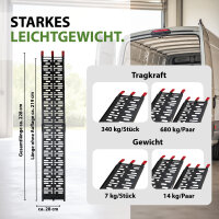 TRUTZHOLM 1x Auffahrrampe klappbar 228 cm Traglast 340 kg Alu gelocht Motorradrampe Rampe schwarz