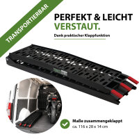 TRUTZHOLM 1x Auffahrrampe klappbar 228 cm Traglast 340 kg Alu gelocht Motorradrampe Rampe schwarz