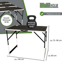 Multifunktionstisch 3er-Set 100 x 60 cm Tapeziertisch 90kg Gesamtbelastung höhenverstellbar Camping