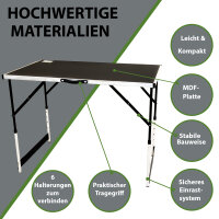 Multifunktionstisch 3er-Set 100 x 60 cm Tapeziertisch 90kg Gesamtbelastung höhenverstellbar Camping