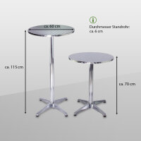 Stehtisch 2in1 höhenverstellbar 70/115cm Ø60cm Aluminium Bistrotisch Bartisch