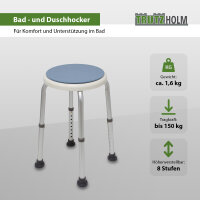 drehbarer Duschhocker 8-fach höhenverstellbar 36,5 - 54 cm 360° Drehunterstützung