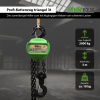 Kettenzug triangel 3t Traglast - 3m Hubhöhe - Doppelbremse HSC Flaschenzug Hebezug