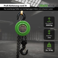 Kettenzug rund 3 t Tragkraft - 3 m Hubhöhe - Einzelbremse HSZ Flaschenzug Hebezug Hebetechnik