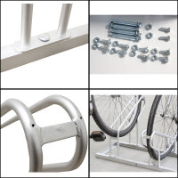 Fahrradständer für 4 Fahrräder höhenversetzt 140x45 cm Stahl feuerverzinkt 2x2 Bodenparker in grau