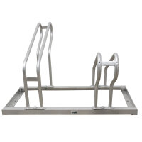 Fahrradständer für 4 Fahrräder höhenversetzt 140x45 cm Stahl feuerverzinkt 2x2 Bodenparker in grau