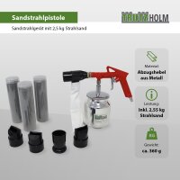 Druckluft Sandstrahlpistole 1/4" 4 Düsen 3-3,5 bar, 56-113 l/min, bis 0,8mm 2,5Kg Sand, 1x Beutel