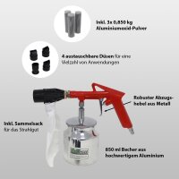 Druckluft Sandstrahlpistole 1/4" 4 Düsen 3-3,5 bar, 56-113 l/min, bis 0,8mm 2,5Kg Sand, 1x Beutel