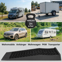 2x Auffahrrampen Kunststoff Traglast 3 t Ausgleichskeil extra flach für PKW Wohnwagen Wohnmobil