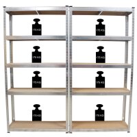 Steckregal 180x90x30 cm 2er Set Schwerlastregal 875kg Lagerregal Kellerregal Metallregal Garagenregal