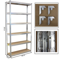 TRUTZHOLM Schwerlastregal 2er Set 200x100x30 cm verzinkt 900 kg mit 6 Böden