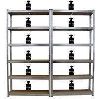 TRUTZHOLM Schwerlastregal 2er Set 200x100x30 cm verzinkt 900 kg mit 6 Böden