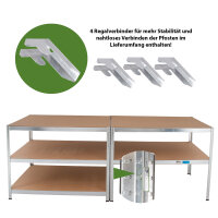 TRUTZHOLM Schwerlastregal 2er Set 200x100x30 cm verzinkt 900 kg mit 6 Böden