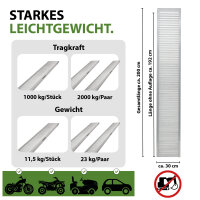 TRUTZHOLM 1x Schwerlastrampe 1000 kg Länge 200 cm Alu Auffahrrampe für Motorrad Quad PKW Maschinen