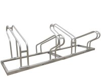 Fahrradständer für 4 oder 6 Fahrräder höhenversetzt Stahl feuerverzinkt grau Bodenparker Reihenparker