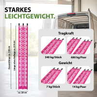 TRUTZHOLM 2x Auffahrrampe klappbar 228 cm Traglast 680 kg Alu gelocht Rampe Motorradrampe pink