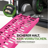 TRUTZHOLM 2x Auffahrrampe klappbar 228 cm Traglast 680 kg Alu gelocht Rampe Motorradrampe pink