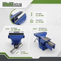 Schraubstock parallel 360° drehbar mit Amboss für Werkbank 200 mm / 8"