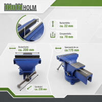 Schraubstock parallel 360° drehbar mit Amboss für Werkbank 200 mm / 8"