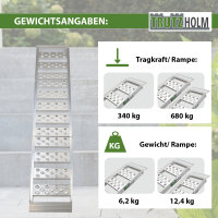 TRUTZHOLM 1x Auffahrrampe 2-fach klappbar 198cm Traglast 340kg Alu grau gelocht Rampe Verladerampe