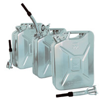 3x Metallkanister silber 20 Liter inkl. Ausgießer...