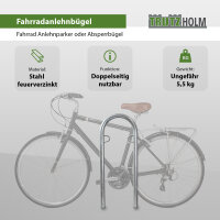 Fahrradanlehnbügel  111,5 x 40 cm Stahl feuerverzinkt Ø 49 mm Einbetonieren Fahrradständer Typ U