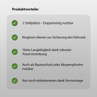 Fahrradanlehnbügel  111,5 x 40 cm Stahl feuerverzinkt Ø 49 mm Einbetonieren Fahrradständer Typ U