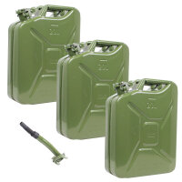 3x 20l Benzinkanister aus olivgrünem Metall inkl....