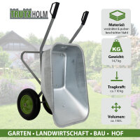 2-Rad Schubkarre verzinkt 110L Gartenkarre Baukarre kippsicher PU Räder pannensicher