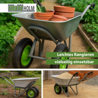 2-Rad Schubkarre verzinkt 110L Gartenkarre Baukarre kippsicher PU Räder pannensicher