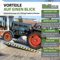 TRUTZHOLM 2x Schwerlastrampe 3300 kg Länge 265 cm Alu Breite 35 cm Auffahrrampe für Baumaschinen PKW