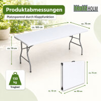 Klapptisch 180x75x74 cm Kunststoff / Stahl Gartentisch Esstisch Campingtisch Partytisch Buffettisch