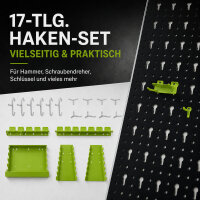 Werkzeugwand 120 x 60 cm 17 tlg. Set Metall Lochwand Werkzeugaufbewahrung Lagersystem