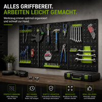 Werkzeugwand 120 x 60 cm 17 tlg. Set Metall Lochwand Werkzeugaufbewahrung Lagersystem
